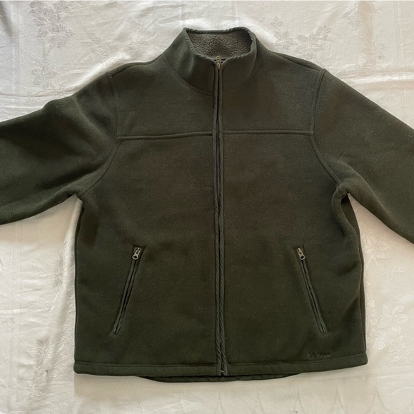Vintage LL BEAN Mens Fleece Jacket XL Full Zip Hunter Green Outdoors Hiking - Picture 2 of 11